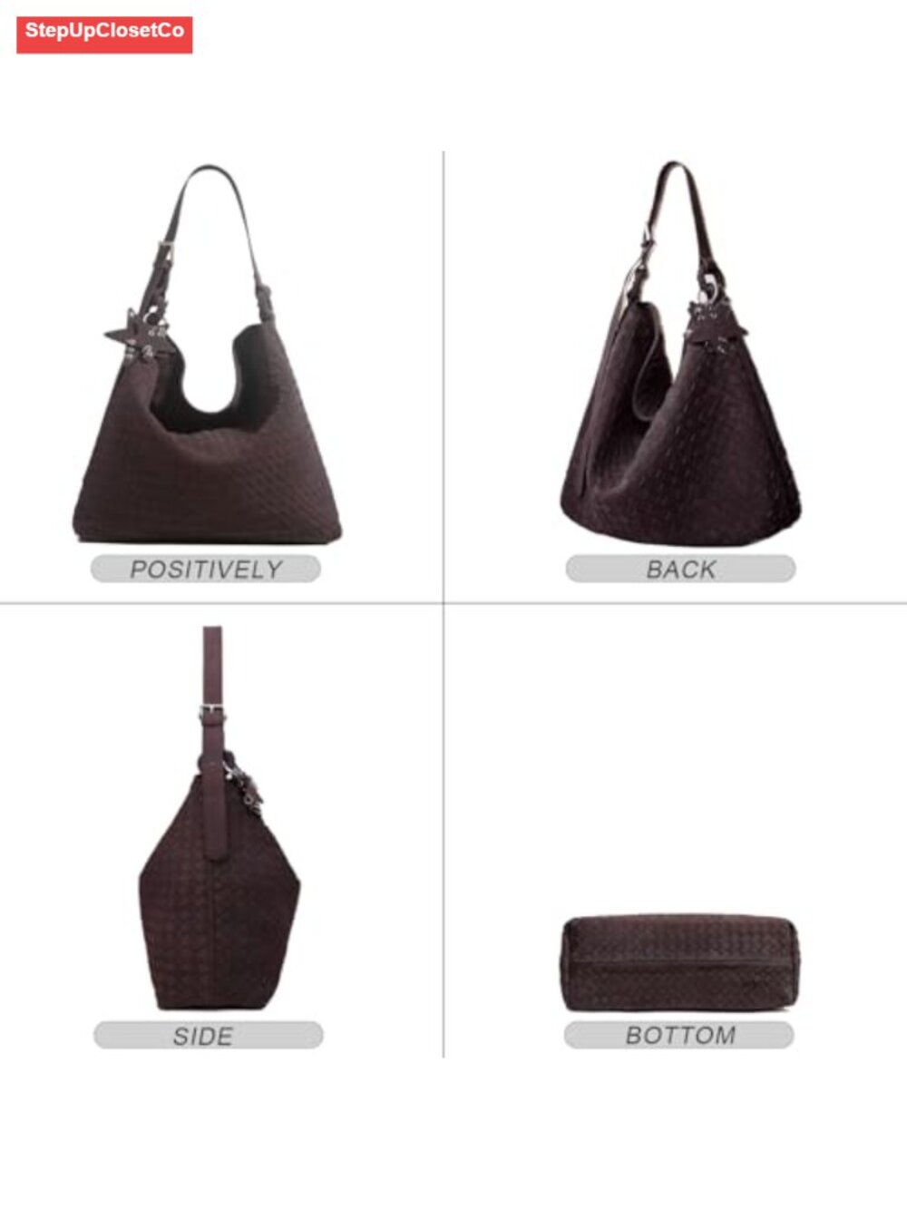 Vegan Frosted Slouchy Hobo Bag, Top Handle Shoulder Satchel, Crossbody Tote for - Picture 6 of 6